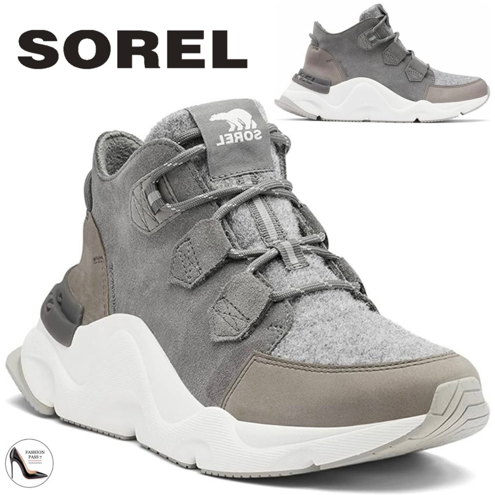 Sorel Kinetic Caribou Grey Suede Boot Sneaker Waterproof Leather Winter Boot 7.5